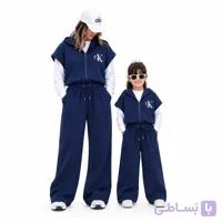 سه تیکه مادر و دختر سی کا CK(سایز 45 تا 60 بچگانه )(جنس تیشرت : پنبه جنس بامبر و شلوار : دورس دو نخ لاکرادار)