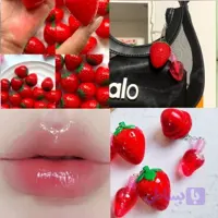 بالم لب توت فرنگی دو قلو چارم توت فرنگی پینترستی لیپ گلاس توت فرنگی چارم بگ کیوت فانتزی
