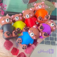 رژ لب مایع خرسی بدون سرب جذاب و شاد مناسب مهمانی و سر کار پیگمنت بالا نرم و روان طرح فانتزی کیوت تدی