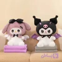 عروسک پتو دار کرومی 50 سانتی بزرگ پتو بالشتی ملودی اورجینال وارداتی فانتزی کیوت مناسب کادو هدیه پولیشی نانو