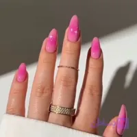 ناخن کره ای پینترستی فانتزی کیوت مخملی برجسته سه بعدی بادومی طرح خاص و وارداتی همراه چسب دوبر