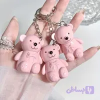 رژ خرسی کیوت فانتزی پینترستی آویز دار چارم بگ جاکلیدی خوشرنگ سفید و گلبهی