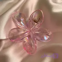کیلیپس گل پلومریا تابستانه هلوگرامی شیشه ای شفاف گیره مو شیک فانتزی اکسسوری زنانه مجالس مهمانی کادو هدیه روز زن دخترانه