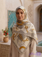 روسری ابریشم تویل طرح حلقه کرمی