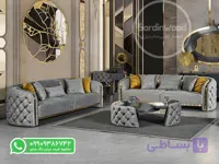 مبل چستر طوسی و کرم مدل مایک