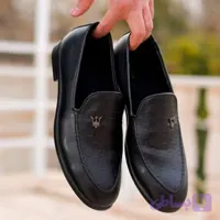 کفش کالج مردانه چرم صنعتی مشکی مدل آرشام (کد QSY6M)