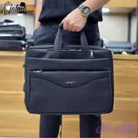 کیف اداری و لپتاپی 3 کاره بنلتون جنس دیبا مشکی (کد PLT46)