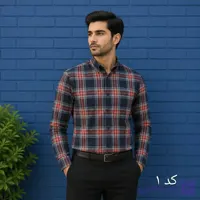 پیراهن چهارخانه مردانه آستین بلند قواره آزاد جنس تترون سایز L تا 2XL