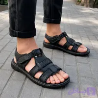 صندل چرم مردانه مدل سالار رنگ مشکی و قهوه ای روزمره (کد XOTJ4)