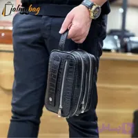 کیف دستی چرم طبیعی چرم ظفر دو خانه 21 سانتی متری
