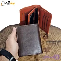 کیف پول چرم اصل گاوی جاکارتی دار دو برگ