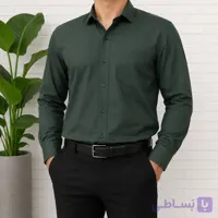 پیراهن آستین بلند مردانه پارچه کجراه و سوزنی نخی سایز L تا 2XL