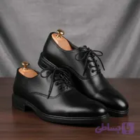 کفش مردانه رسمی اداری مدل کارن چرم خارجی رنگ مشکی (کد P3YCX)