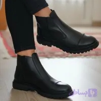 نیم بوت مردانه چرم مصنوعی مشکی مدل آرمان (کد OES0P)