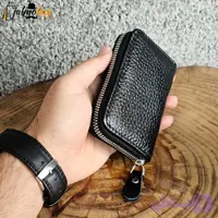جاکارتی زیپدار چرم طبیعی گاوی مناسب آقایان و خانمها ابعاد 11 در 7 سانتیمتر (کد HDJ43)