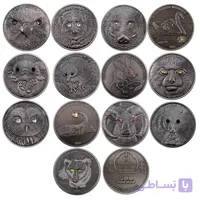 مجموعه 13 سکه طرح حیوانات مغولستان ( نگین کاری )