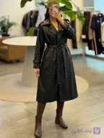 کت چرم بلند زنانه آستردار جنس رولکس کد 183
