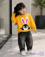 ست اسپرت پاییزه پنگوئن نخ پنبه همراه با شلوار لی حراج تک سایز 45