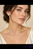 نیم ست ونکلیف سفید صدفی