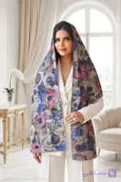 شال نخی چاپی آبرنگی طرح گل