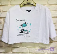 کراپ سفید طرح دار آستین سه ربع