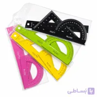 ست ۳ تکه اندازه‌گیری هندسی فانتزی ALPER (خط‌کش، نقاله و گونیا) در ۴ رنگ