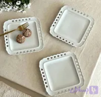 بشقاب مربعی سفید طرح قلب 🤍