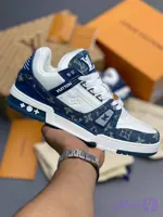 کتونی لوئی ویتون LV Trainer آبی سفید مونگرام Louis Vuitton LV Trainer Blue & White Monogram 👟💙 - راروس استریت