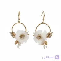 گوشواره زنانه گل پارچه ای نگین دار