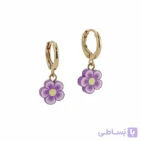 گوشواره زنانه گلدار بنفش
