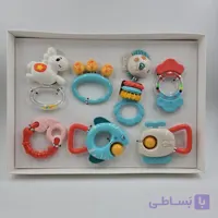 ست جغجغه و دندان‌گیر ۷ عددی نوزاد هانگر مناسب بدو تولد (+0 ماه)