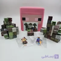 ست لگو و بلوک ساختنی مغناطیسی ماینکرافت مدل My World Magnetic Cubes با باکس طرح گوسفند صورتی