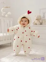 کاپشن سرهمی نوزادی وارداتی HQSD KIDS – طرح قلب – کد 2272