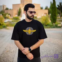 تیشرت مشکی نخ پنبه طرح ایران کوروش کد 01