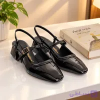 کفش مجلسی زنانه ورنی عروسکی پنجه پهن سگک دار پاشنه ۳ سانت