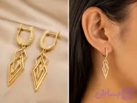 گوشواره طرح لوزی نگین دار