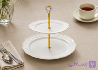 شیرینی خوری دو طبقه (استند) طرح پاپیونی سفید وارداتی