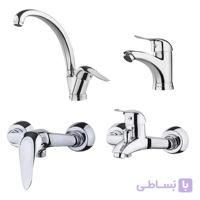 ست شیرآلات 4 تکه شیرآلات رز مدل اکو موج