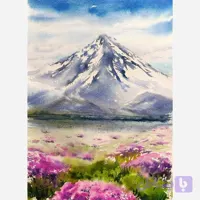 نقاشی آبرنگ قله دماوند