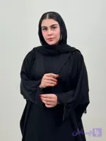 عبای جواهر دوزی تک رنگ مشکی جنس الیزه وارداتی