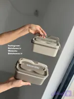 لانچ‌باکس استیل ضدزنگ 18/8 با طراحی ضدنشت و همراه قاشق و چاپستیک