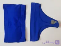 ست شورت وسوتین  دکلته نخی رنگ آبی