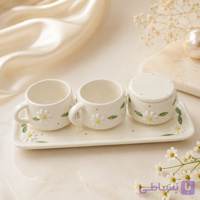 ست چای‌خوری سرامیکی ۴ پارچه طرح گیلاس با سینی