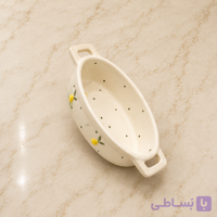ظرف سرو سرامیکی طرح لیمو | اردوخوری بیضی دو دسته