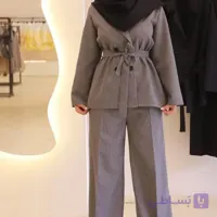 کت شلوار زنانه مدل بیتا جنس پرشیا دیپلمات رنگ مشکی طوسی سورمه ای