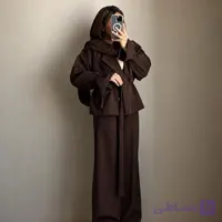 کت شلوار زنانه جنس مازراتی رنگ بندی مشکی سرمهای قهوهای سایز 1 و 2