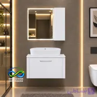 روشویی کابینتی 40 در 60 ست کامل باکاسه گاتریا طرح لبخند سفید