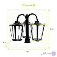 چراغ حیاطی و پارکی سرلوله سه شاخه فلزی مدل P-3SH