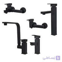 ست شیرآلات بهداشتی مدل فلت -مجموعه 4 عددی (مشکی مات، کروم و کروم مات)