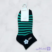 جوراب مچی زنانه اسپرت راه راه مشکی‌سبز | اوت لت